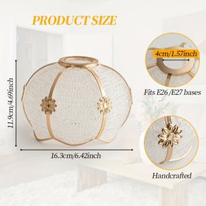 TEMU 핸드메이드 러스틱 메탈 프레임 램프쉐이드 E26/E27 호환 - 컨트리 데이지 쉐이드, 침대 옆, 거실, 식탁, 로프트 장식용 (램프쉐이드만 포함, 전구 미포함)
