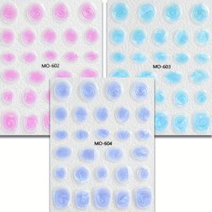 TEMU 3개 세트 레이저 오로라 보텍스 네일 아트 스티커 3D 입체 핑크 블루 데칼 여름 디자인 슬라이더 매니큐어 용품