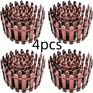 TEMU 크리스마스 미니 요정 정원 울타리 4개 세트 - 러스틱 브라운 펜스, 랜드스케이프 울타리, 요정 정원 및 유리 용기 식물 디스플레이에 적합, 인형의 집 미니어처 모델, 가든 토이 하우스 장식용 완벽한 크리스마스/추수감사절 선물