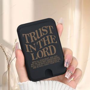 TEMU 크리에이티브 TRUST 패턴 마그네틱 폰 카드 홀더, PC 카드 가방, 강력한 자석 카드 홀더, 휴대용 카드 보호 케이스, 아이폰 16E/16 Pro Max/15/14/13/12 Plus 호환, 삼성 갤럭시 슈퍼 카드 홀더, 1-2장 수납 가능