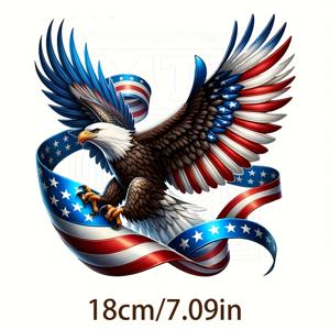 TEMU 국민주의 독수리와 미국 국기가 특징인 워셔블 패치 4개입 - 대형 열전사 DTF 스티커, 티셔츠, 베개, 스웨트셔츠 및 백팩에 적합한 워셔블 열 프레스 아플리케 - 열전사.