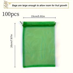 TEMU 100개 과일 보호 백, 15x20cm 흰색/녹색 & 기타 4가지 색상 메시 파우치 (드로스트링 포함), 포도, 망고, 과일 나무용 정원 과일 커버 네트 - 해충 방지 및 지지대, 과일 나무 보호, 과일 나무 네트, 그물망농사용, 배추망, 그물망 울타리, 해충방지망, 식물보호커버, 농사용 자재, 한냉사 해충방지망, 메쉬망