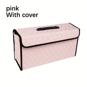 TEMU 접이식 차량 트렁크 정리함 - 내구성 있는 인조 가죽 수납 가방, 다중 구획, 공간 절약 디자인, 가정 및 차량 사용에 이상적, 자동차 보관 정리함, 컴팩트한 디자인, 견고한 구조, 카 부트 오거나이저, 카 부트 스토리지, 카 부트 박스, 차량 액세서리, 차량 보관 상자