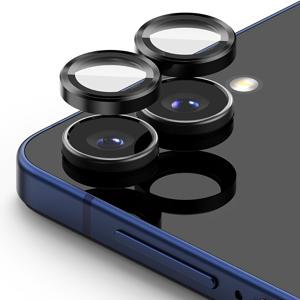 TEMU 삼성 갤럭시 Z Flip 7, 6, 7 FE용 카메라 렌즈 프레임 2개 세트. 스크래치 방지 HD 클리어 9H 강화 유리 및 알루미늄 합금 개별 링 커버 특징.