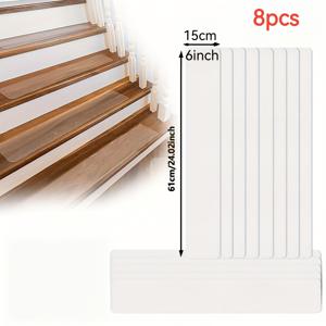 TEMU 8개 PEVA 투명 미끄럼 방지 스트립, 10cm/15cm × 61cm, 부드럽고 편안함, 저자극성, 물결 패턴, 욕실 나무 계단 및 가정용 계단에 적합, 화장실 샤워실 미끄럼 방지 데칼