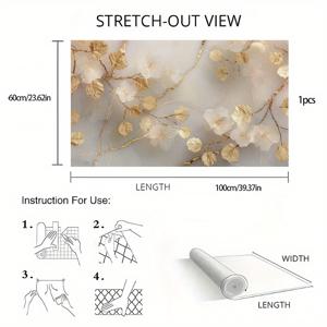 TEMU 1개 골든 플로럴 디자인 2D 방수 데스크탑 스티커, 자가 접착 고품질 벽지 및 데스크탑 장식, 제거 가능한 내열 테이블 매트, 장식 스티커, 벽, 사무실, 캐비닛, 책상, 홈 데코에 적합