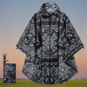 TEMU 경량 후드 레인 폰초 지퍼 포켓 포함, 휴대용 우비, 고품질 멀티컬러 성인용 야외 활동 레인 재킷