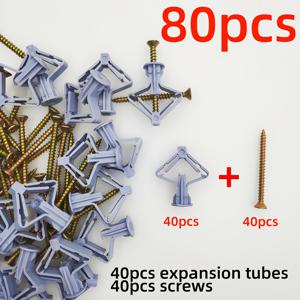 TEMU 40개/80개 중공벽 앵커볼트 벽고정 키트, 나사 포함, 자가 드릴링 중공벽 앵커, 회색 나비형 확장관, 갈바나이징 나사 포함, 석고보드 벽 고정용 벽걸이 패스너