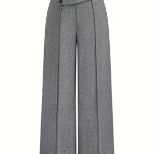 TEMU 플러스 사이즈 - 플러스 사이즈 여성용 버튼 디테일이 있는 우아하고 캐주얼한 정장 바지, 사무실 또는 출퇴근에 적합합니다.