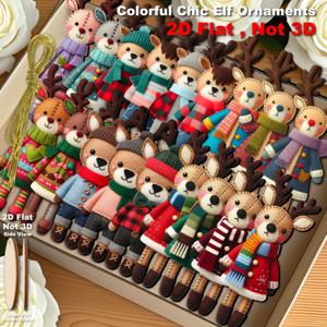 TEMU 2D 플랫 - 18가지 나무 사슴 장식품 (2D 펜던트용) - 크리스마스 트리, 집, 사무실 및 교실 장식에 적합 | 새해, 개학 선물, 선물 상자용 다용도 걸이 장식으로 완벽