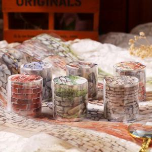 TEMU 6롤 스톤 월 패스 PET 테이프, 스크랩북, DIY 공예, 저널링, 앨범 장식용 장식 와시 테이프 - 깃털 없음, 내구성 강한 접착 종이 테이프