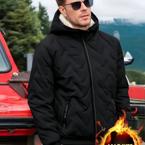 TEMU 남성용 겨울 신상 - 안감 후드 두꺼운 방풍 보온 루즈핏 아웃도어 캐주얼 자켓