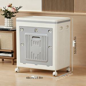 TEMU 업그레이드 두꺼운 접이식 쌓기 가능 대용량 바퀴 달린 옷 보관함, 플립탑 뚜껑 장난감 정리함, 침실 및 옷장용, 침대 밑 수납