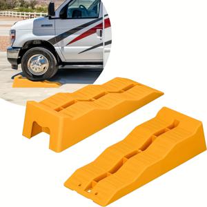 TEMU 2개 세트 헤비듀티 휠 쇼크 & 레벨링 램프 - 3단계 높이 조절 가능한 타이어 램프, 미끄럼 방지 휠 웨지, 트럭, RV, 캠퍼용 - UV 저항성, 차량 주차 경사 호환, 5톤 용량 (2개 세트)|타이어