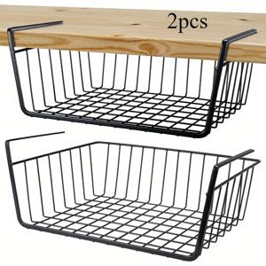 TEMU 2개 세트 모던 블랙 메탈 선반 유닛 - 헤비듀티 행잉 스토리지 선반, 공간절약형 디자인, 견고한 프레임, 팬트리, 책장, 사무실용 - 비식품용 선반 시스템, 선반 바스켓