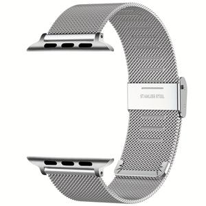 TEMU 스테인리스 스틸 메시 스트랩은 Apple Watch Ultra 2/1 49mm, Series 10 46mm, 45mm, 42mm, 41mm과 호환되며, iWatch SE 6 5 4 3 44mm, 40mm, 42mm, 38mm에도 적합합니다. 조절을 위한 분리형 버클이 특징입니다.