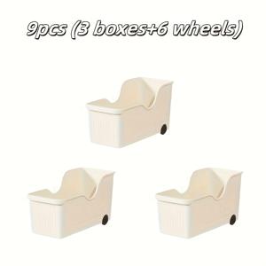 TEMU 9개 세트 3단 수납 박스 6바퀴 뚜껑 없음 실용적인 깊은 긴 플라스틱 정리함, 옷 장난감 간식 가정용 수납, 간식 정리, 옷장 정리, 깊은 용기, 모듈형 수납, 가벼운 박스, 튼튼한 구조, 바퀴 달린 정리함, 다목적 박스, 방, 부모님 수납, 정리용 수납 박스
