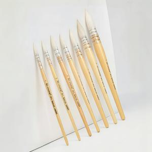 TEMU 7개 세트 럭셔리 수채화 브러쉬 - 부드러운 울 브리스틀 & 오크 우드 바디 - 캘리그라피, 수채화, 구아쉬, 디테일 쉐이딩에 적합한 프로페셔널 브러쉬 - 취미 및 전문 를 위한 인체공학적 그립