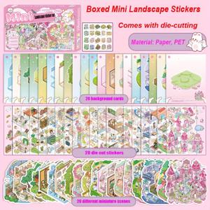 TEMU 41피스 세트, 20장의 장면 카드, 20개의 스티커, 1쌍의 핀셋 포함, DIY 공예용 3D 미니어처 장식 데칼, 성인용, 노트북 및 홈 데코 – 할로윈, 크리스마스 또는 생일 선물로 완벽|카드스티커