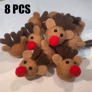 TEMU 4/8개 펠트 순록 장식품, 빨간 코 무스, 크리스마스 파티 장식, 테이블 센터피스, 홈 데코, 크리스마스 장식, 할로윈 및 크리스마스 매달기 장식, 축제 디스플레이, 시즌 액센트, 다목적 장식용 매달기 및 피규어