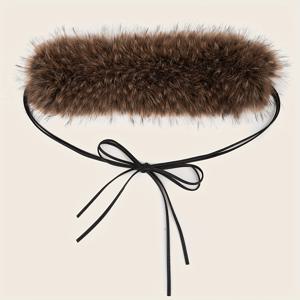 TEMU 1개 여성 태슬 허리 벨트 - 브라운 & 블랙 프린지 디자인, 레이스 같은 질감, 따뜻한 겨울 벨트 (코트, 드레스, 스커트용) - 우아한 파티, 생일, 액세서리, 겨울 패션, 시크, 튼튼한 허리 밴드, 패션 애호가