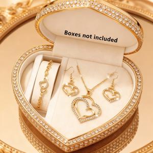 TEMU 4피스 럭셔리 우아한 하트 모양 주얼리 세트 - 펜던트 목걸이, 귀걸이, 팔찌 포함 - 어버이날, 결혼식, 크리스마스, 웨딩 주얼리에 이상적 | 우아한 주얼리 세트