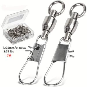 TEMU 20개 스테인리스 스틸 낚시 스위블, 인터로킹 스냅, 볼 베어링 낚시 스위블, 낚시 스냅 스위블, 해수 및 담수 낚시 장비, 루어 클립, 라인 커넥터