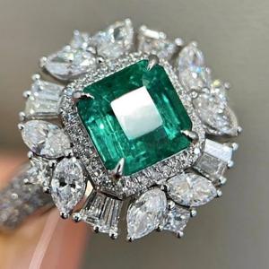 TEMU 블루 지르코니아가 특징인 4-클로우 디자인의 우아한 빈티지 스타일의 약혼 반지. 여성용 데일리 착용 또는 특별한 날의 주얼리 선물로 완벽합니다.