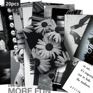 TEMU 20팩 ASSTSS 빈티지 흑백 엽서 북렛 - 4x6인치 레트로 콜라주 잡지 페이지 (핀업, 빈티지 달마시안 도트, 폴카 도트, & 플로럴 패턴) - DIY 크래프팅, 아트용 수집 가능한 스크랩북 카드