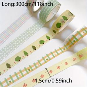 TEMU 재미있는 체크무늬 디자인과 와시 테이프가 특징인 5롤 세트입니다. 플래너, 스크랩북, 선물, 작업 공간 꾸미기에 완벽합니다.