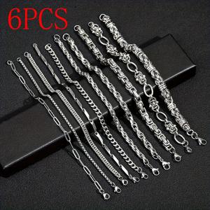 TEMU 6개 세트 남녀공용 304 스테인리스 스틸 팔찌 - 변색 없는 매칭 세트, 데일리웨어, 파티, 음악 페스티벌에 적합 - 세탁 가능한 팔찌, 연중 선물용 (남성 & 여성)