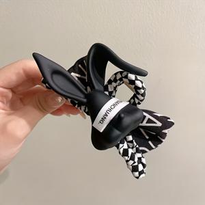 TEMU 귀여운 신사 접이식 귀토끼 머리핀, 대형 상어핀 여성용, 심플 리본 헤어액세서리