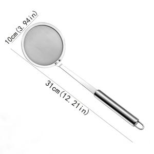 TEMU 스테인리스 스틸 지방 분리 스푼, 미세 메쉬 스키머 스푼, 오일 잔여물 필터, 긴 손잡이 라운드 메쉬 스트레이너, 식품 등급 미세 메쉬 필터, 그리스 그레이비 폼 소스, 핫팟 수프 스튜 오일 스키밍, 베이킹 밀가루 차 필터