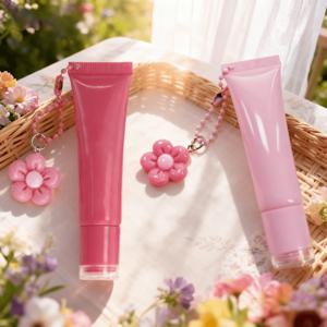 TEMU 2x 15ml 리필 가능 립글로스 튜브 ( 캡 포함) | 트렌디한 스퀴즈-빈 튜브, 립글로스 분배용, 여행에 적합, 휴대용, 플라스틱 재질, 핑크, 로즈 레드, 브라운 색상, 파운데이션 및 립스틱 용기