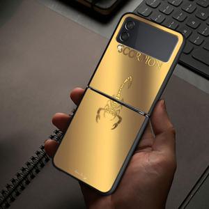 TEMU 금색 스코프디자인 휴대폰 케이스, 삼성 갤럭시 Z 플립 모델 3~7, 플립3, 플립4, 플립5, 플립6 호환, 내구성이 뛰어난 하드 백 커버 및 스타일리시한 보호 케이스