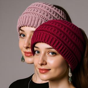 TEMU 2개 세트 신상 솔리드 컬러 와이드 헤어밴드, 6가지 색상 조합, 여성용 가을 겨울 와이드 헤어밴드, 오픈탑 세안용 헤드커버, 포니테일 모자, 휴일 선물 추천