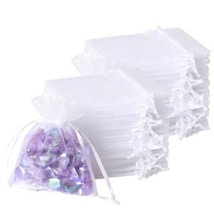 TEMU 그녀/그를 위한 선물 40개 소형 화이트 오간자 백, 단색 9*12cm 투명 오간자 선물 백, 주얼리 백, 파티, 웨딩, 캔디 자르 샘플 디스플레이 백, 크리스마스, 할로윈, 결혼식, 파티, 생일, 포장 백, 선물 백