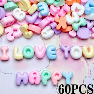 TEMU 40/60개 컬러풀 파스텔 & 멀티컬러 불투명 레진 알파벳 A-Z 대문자 & 소문자, 숫자 0-9 플랫백 참 DIY 주얼리, 네일 아트, 스크랩북, 키체인, 생일, 샤워 - 매끄러운 공예용 비즈