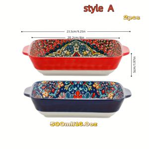 TEMU 주방 및 가정용 베이킹 도구로 적합한 듀얼 핸들이 있는 투피스 직사각형 베이킹 세트. 쌀, 음식 포션을 위한 라이트 샐러드 플레이트, 북유럽 스타일의 베이킹 디쉬, 케이크 디너에 적합합니다.