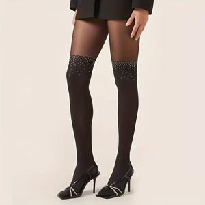 TEMU 여성용 반짝이 스톤 패치워크 디자인 레깅스 1쌍, 봄/여름 베이스 레이어, 안티스냅 및 안티필링, 울트라스트레치 소재, 나이트클럽, 파티, 커플 데이트, 모임, 패션쇼, 쇼핑, 직장복에 완벽