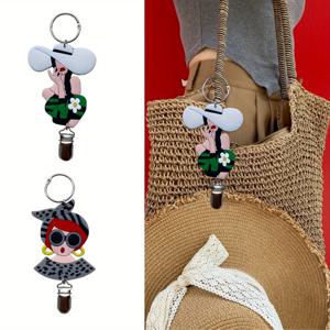 TEMU 귀여운 인형 금발 펜던트 휴대용 햇빛 가리개 분실 방지 보관 가제트 게으른 사람의 스트로우 모자 클립 가방 액세서리