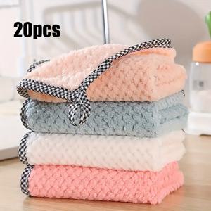 TEMU 20개 주방 타월, 다양한 색상, 뛰어난 흡수력, 사각형, 가정 청소에 적합, 산호 양털 세탁 패드, 조리대 또는 조리 도구에 적합, 주방용 행주, 주방 타월 세트, 주방 타월, 주방 타월
