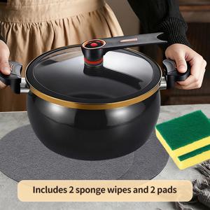 TEMU 6개 대용량 누수 방지 다기능 수프 냄비, 이중 잠금 설계로 요리, 찜, 베이킹에 적합, 균일한 가열 및 온도 조절 가능