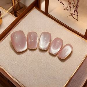 TEMU 10개입 우아한 직사각형 인조네일 세트 - 스타라이트 반짝임과 골드 에지 글리터 네일, 광택 인조네일, 재사용 가능한 접착식 네일, 캐주얼, 파티, 웨딩 및 기타 우아한 행사에 완벽