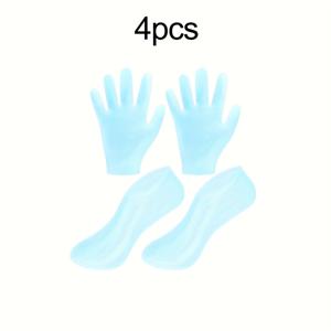 TEMU 4개입 (4개) 실리콘 보습 발 & 손 케어 세트 - 건조하고 거친 피부를 위한 야간 수분 양말 & 장갑, 라이트 베이지, 미끄럼 방지 커버, 여성용 네일 케어, 사용 및 휴일 선물에 이상적