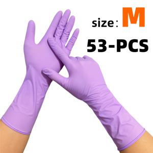 TEMU 53개 대용량 팩 긴 방수 니트릴 장갑 - 12인치 터치스크린 가정용 장갑, 미끄럼 방지 손가락 끝, 좌우손 맞춤형 (S/M), 라텍스 프리 & 무독성, 가정 청소, 설거지, DIY용 (S & 용)