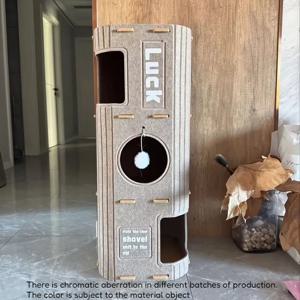 TEMU 4단 대형 펠트 고양이 클라이밍 프레임 하우스 동굴, 다기능 클라이밍 침대 둥지, 펠트 소재 스크래치 방지, 분리 및 세척 용이, 다중 고양이 사용 가능, 펫 엔터테인먼트 가구, 재미있는 디자인