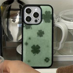 TEMU 휴대폰 케이스 - 귀여운 네잎 클로버 뜨개질 디자인, 아이폰 17Promax, 17Pro, 17Air, 17, 16, 15, 14, 13, 12, 11 Pro Max, 그리고 16 모델과 호환되는 광택과 부드러운 휴대폰 케이스