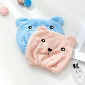 TEMU 핑크 및 파란색 곰돌이 디자인의 초극세사 퀵 드라이 헤어 캡 2개 세트, 조절 가능한 개방 사이즈, 부드럽고 흡수성이 뛰어남, 곱슬머리, 긴머리 또는 두꺼운 머리에 특별히 디자인됨, 귀엽고 재미있는 선물