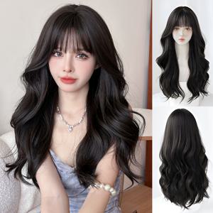 TEMU 26인치 블랙 곱슬 긴 가발 ( 앞머리 포함) | 고온 저항 합성 섬유, 스위트 스타일, 모든 피부톤에 적합, 파티, , 뮤직 페스티벌 및 크리스마스에 이상적.